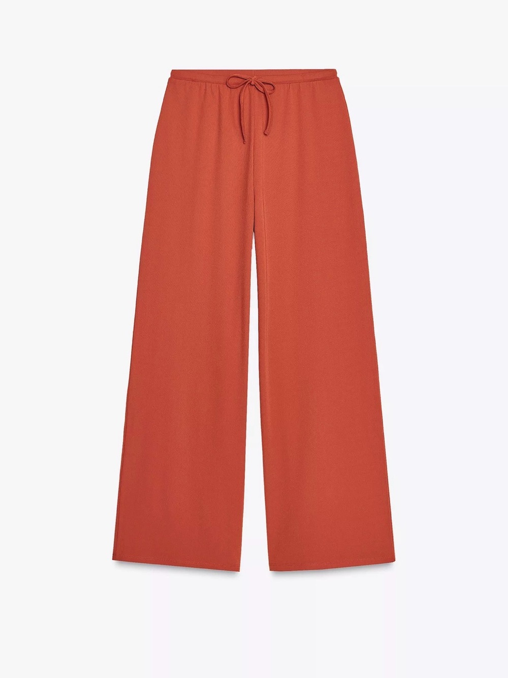 Zara Wide-Leg Drawstring Pants in Rust